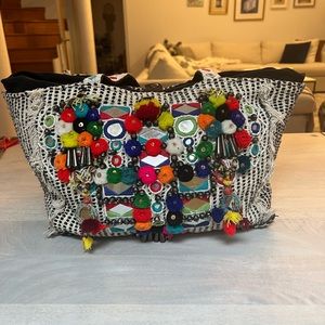 Antik Batik Udipi Cabas Embroidered Tote Bag Purse Embellished Boho Beach Bag